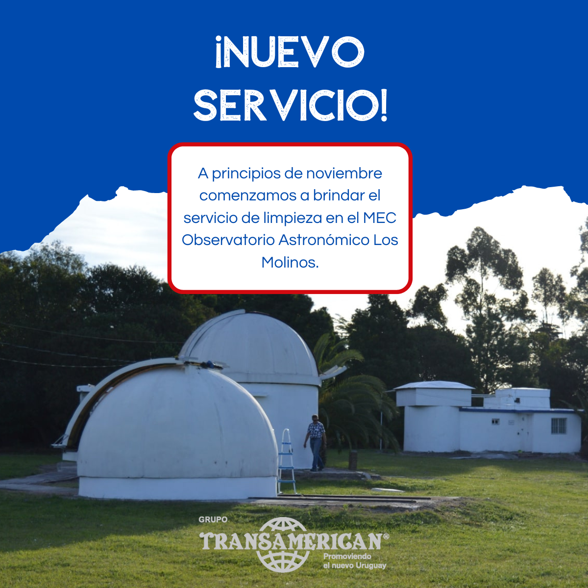 Servicio de limpieza en el MEC Observatorio Astronómico Los Molinos